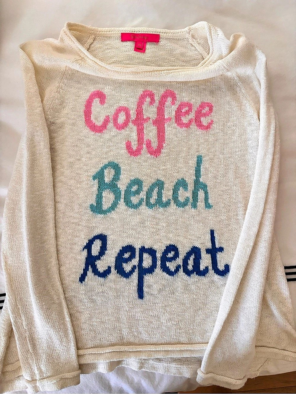 Lily Pulitzer white Coffee Beach Repeat Sweater Size XS good used condition